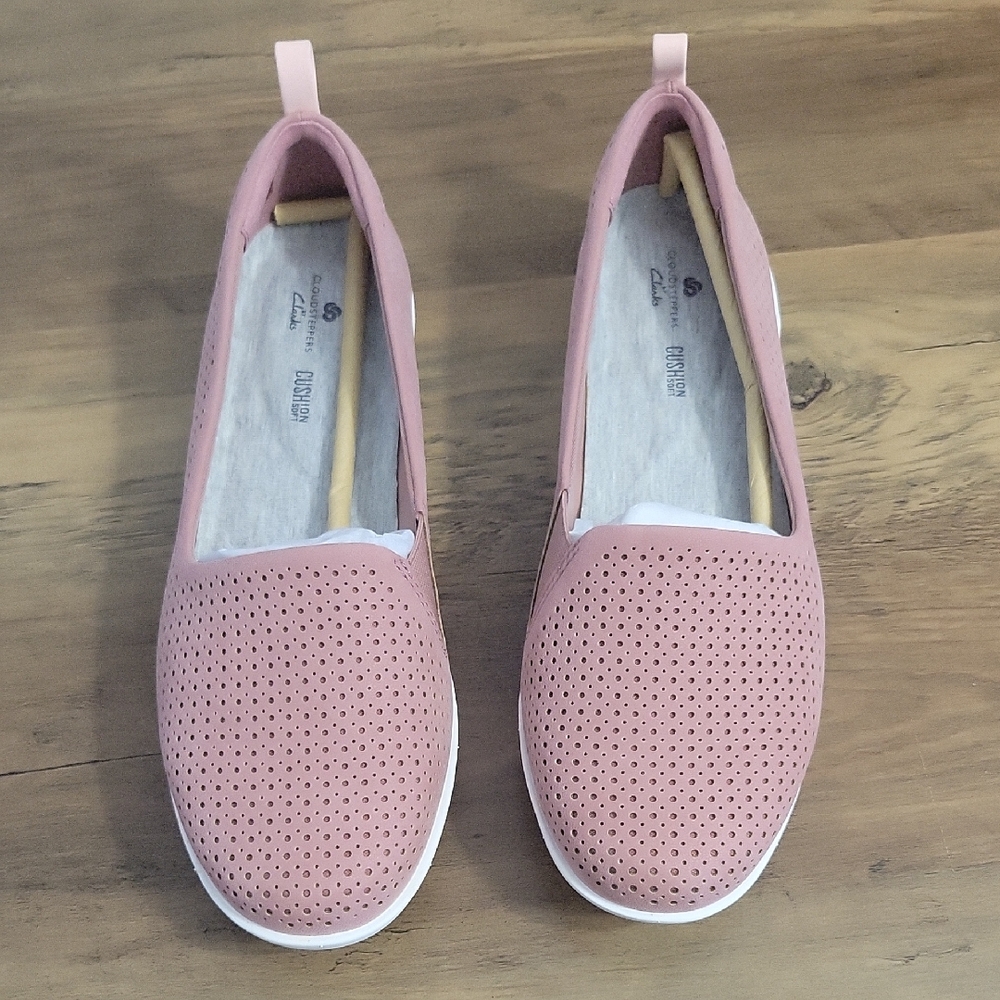 Clarks Pink Perforated Loafers